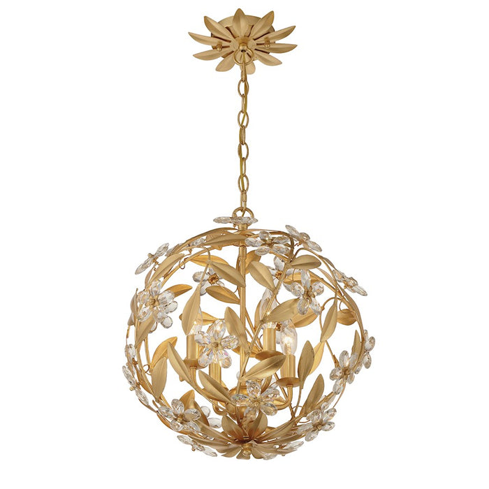 Crystorama Marselle 4 Light Mini Pendant, Antique Gold