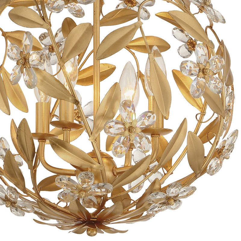 Crystorama Marselle 4 Light Mini Pendant, Antique Gold