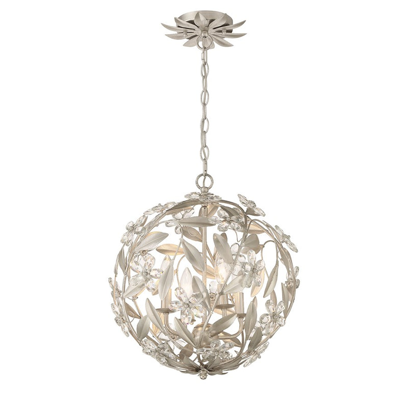 Crystorama Marselle 4 Light Mini Pendant, Antique Silver