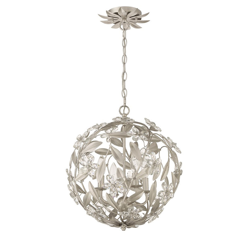 Crystorama Marselle 4 Light Mini Pendant, Antique Silver