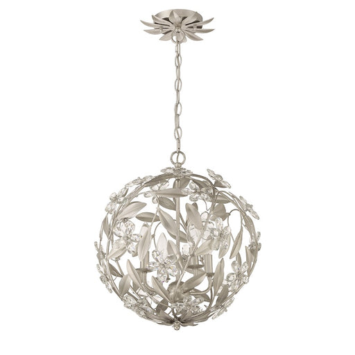 Crystorama Marselle 4 Light Mini Pendant, Antique Silver