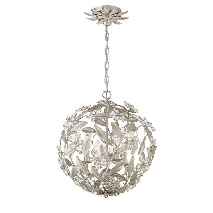 Crystorama Marselle 4 Light Mini Pendant, Antique Silver