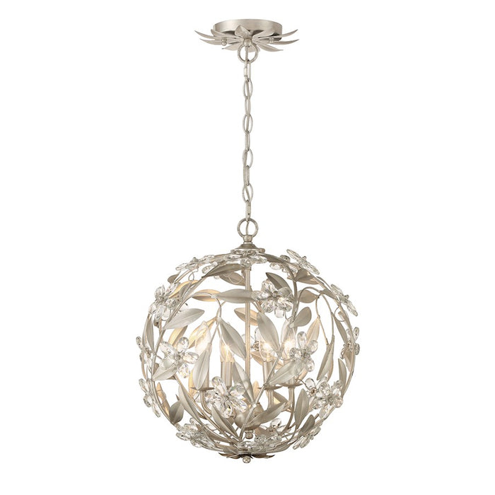 Crystorama Marselle 4 Light Mini Pendant, Antique Silver