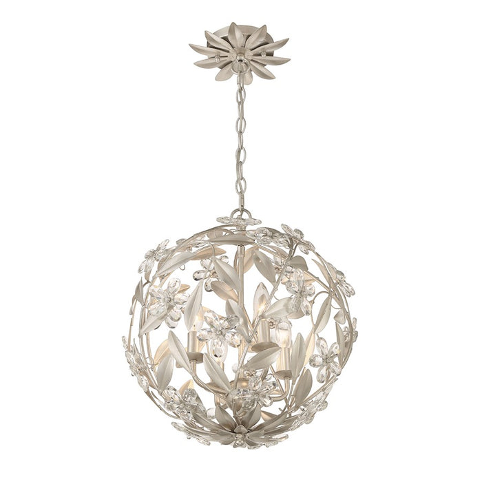 Crystorama Marselle 4 Light Mini Pendant, Antique Silver
