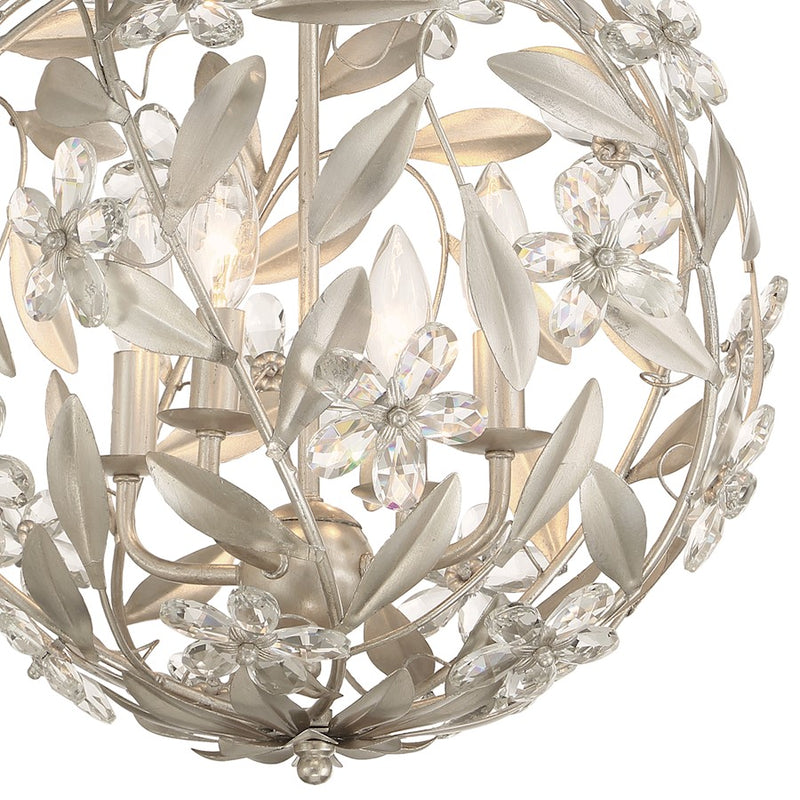 Crystorama Marselle 4 Light Mini Pendant, Antique Silver