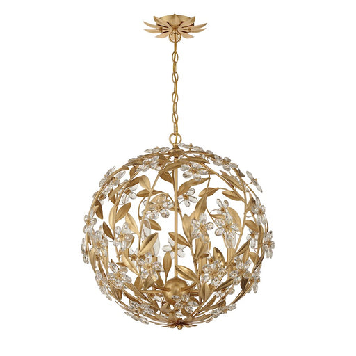 Crystorama Marselle 6 Light Pendant, Antique Gold