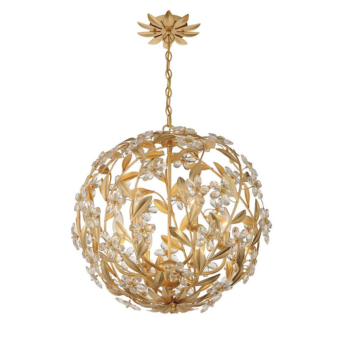 Crystorama Marselle 6 Light Pendant, Antique Gold