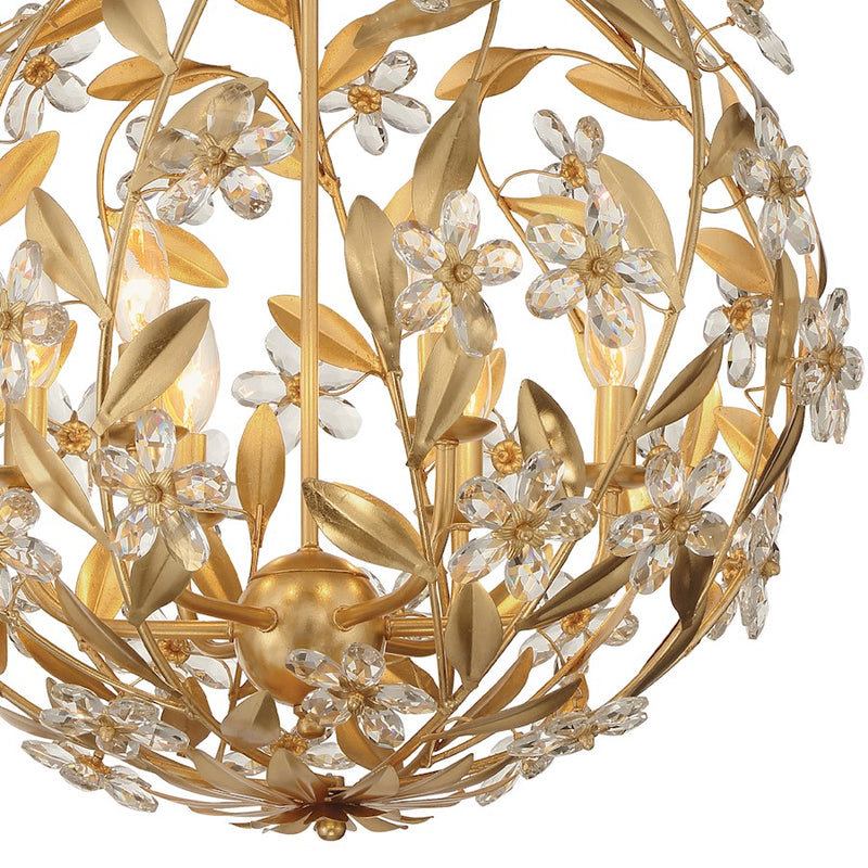 Crystorama Marselle 6 Light Pendant, Antique Gold