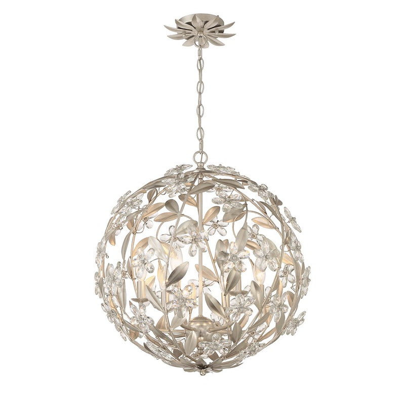 Crystorama Marselle 6 Light Pendant, Antique Silver