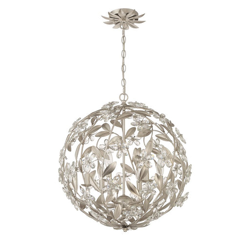 Crystorama Marselle 6 Light Pendant, Antique Silver