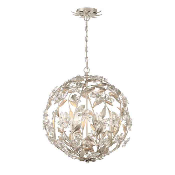 Crystorama Marselle 6 Light Pendant, Antique Silver