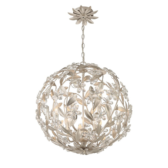 Crystorama Marselle 6 Light Pendant, Antique Silver