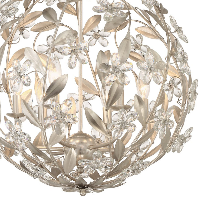 Crystorama Marselle 6 Light Pendant, Antique Silver
