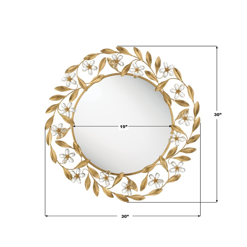 Crystorama Marselle 30" Mirror, Antique Gold