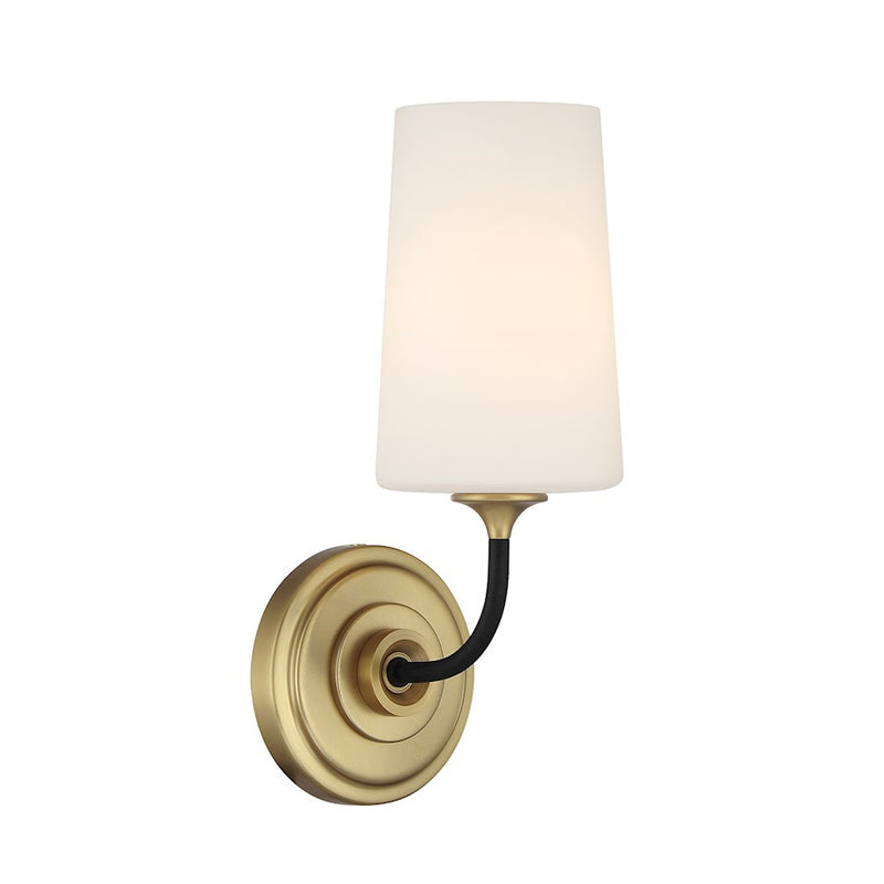 Crystorama Niles 1Lt Sconce, Black Forged/Modern Gold/White