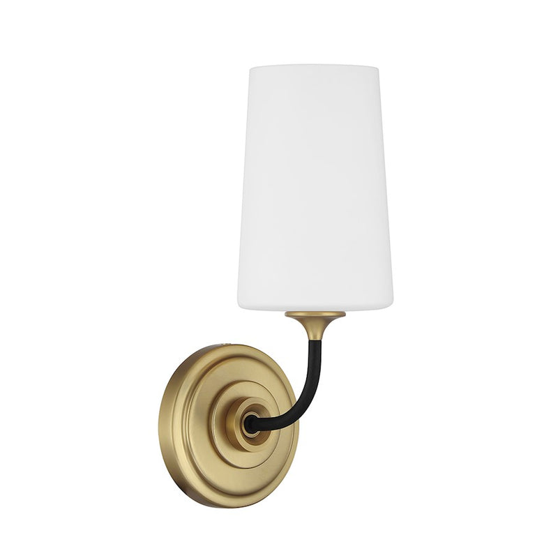 Crystorama Niles 1Lt Sconce, Black Forged/Modern Gold/White
