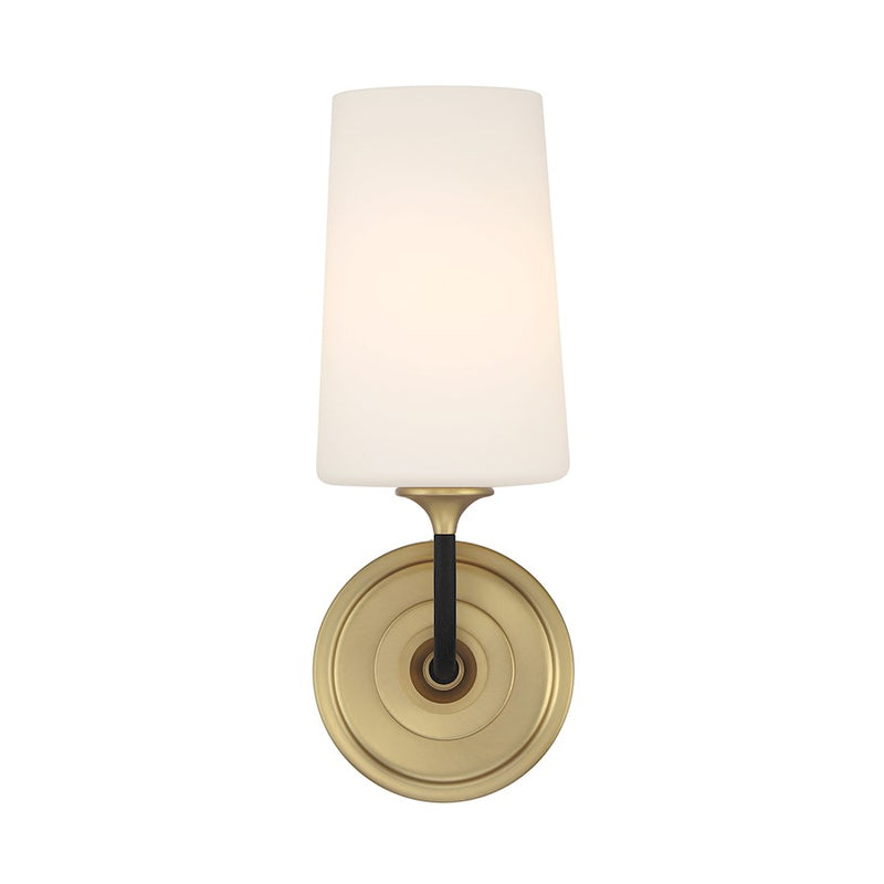 Crystorama Niles 1Lt Sconce, Black Forged/Modern Gold/White