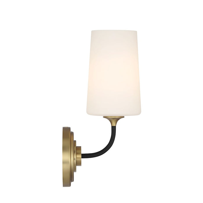 Crystorama Niles 1Lt Sconce, Black Forged/Modern Gold/White