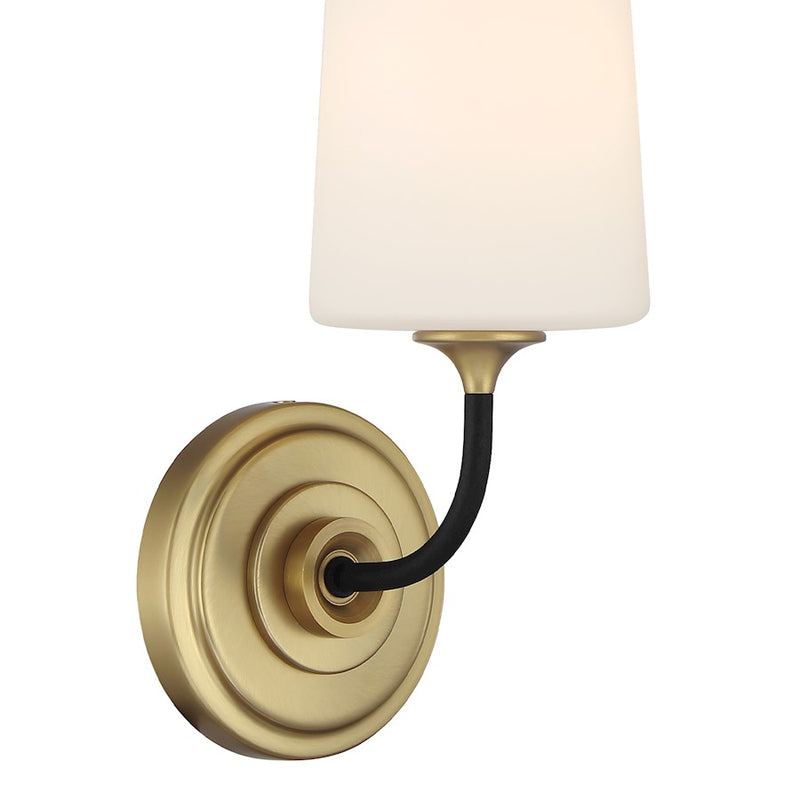 Crystorama Niles 1Lt Sconce, Black Forged/Modern Gold/White