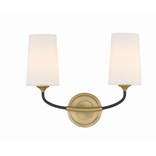 Crystorama Niles 2 Light Wall Mount, Black Forged/Gold/White