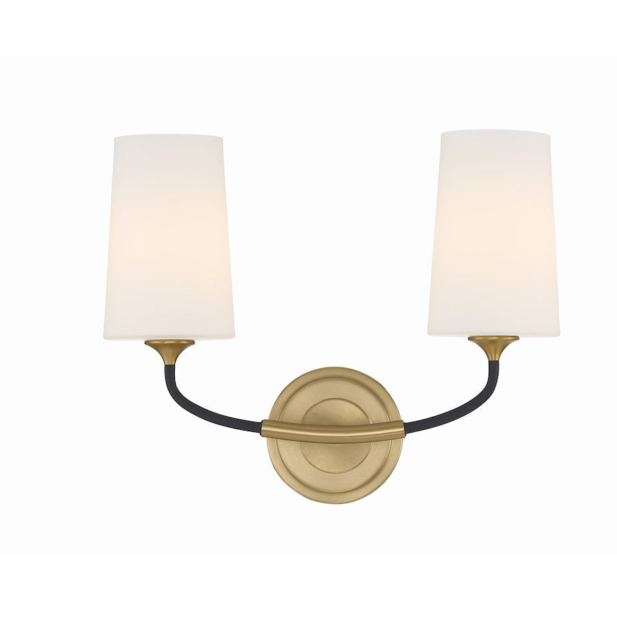 Crystorama Niles 2 Light Wall Mount, Black Forged/Gold/White