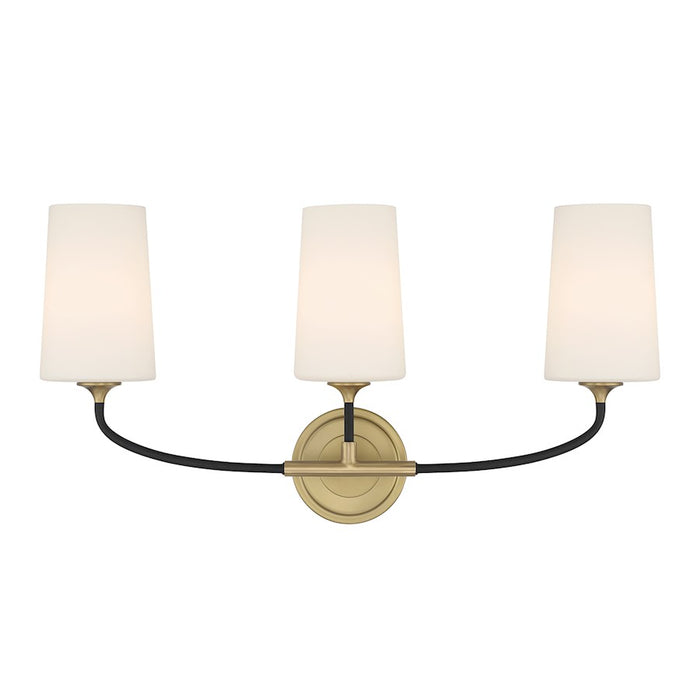 Crystorama Niles 3 Light Bath Light, Black Forged/Gold/White - NIL-70013-BF-MG