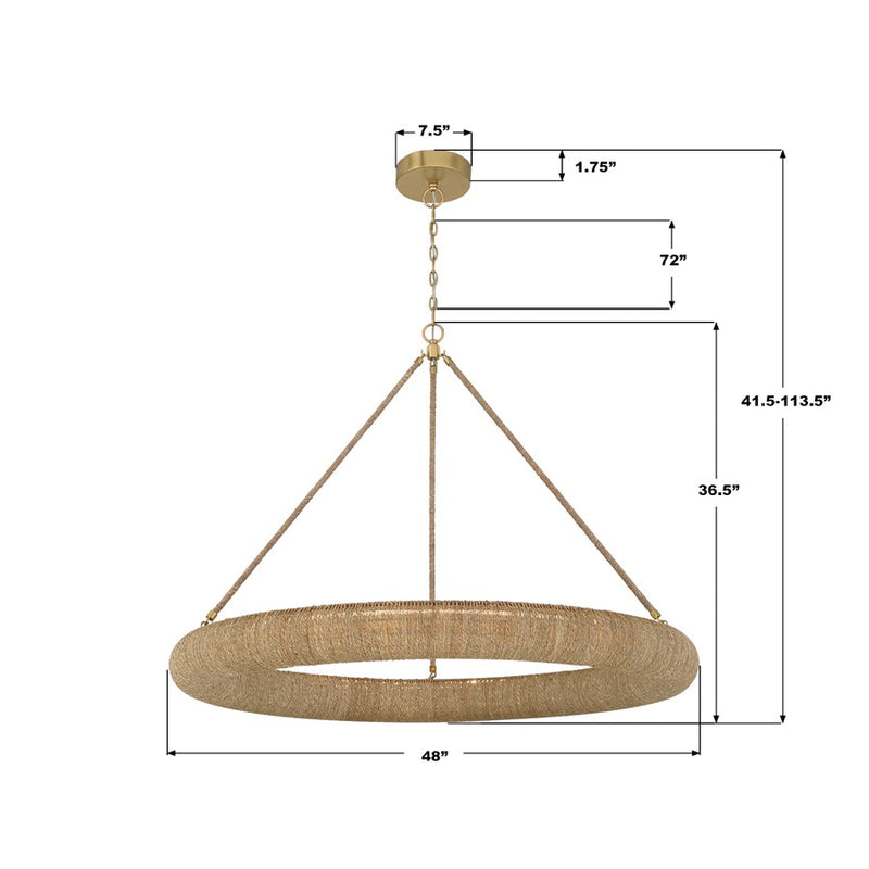 Crystorama Oakley 1 Light 48" Chandelier, Soft Gold