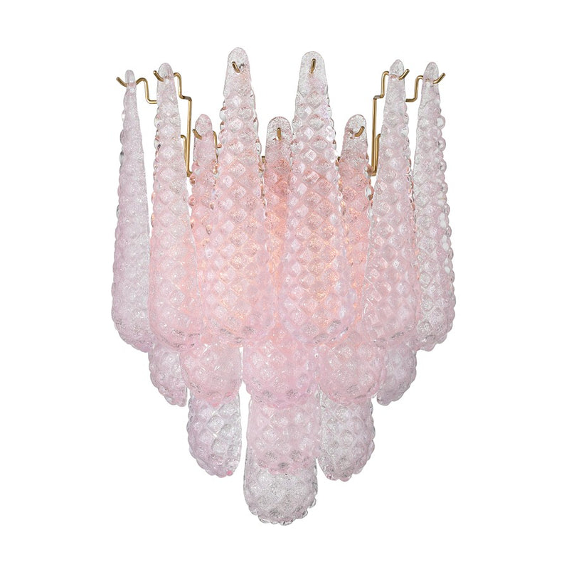 Crystorama Ollie 2 Light Sconce, Aged Brass/Sand Glass Blush