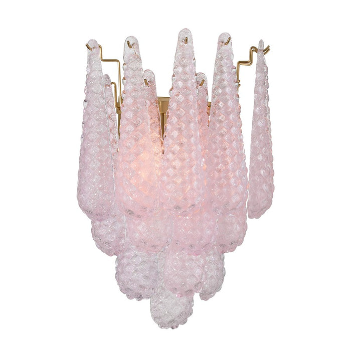 Crystorama Ollie 2 Light Sconce, Aged Brass/Sand Glass Blush