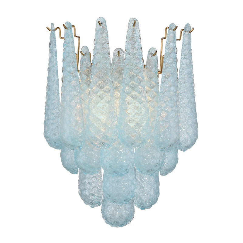 Crystorama Ollie 2 Light Sconce, Aged Brass/Sand Glass Blue