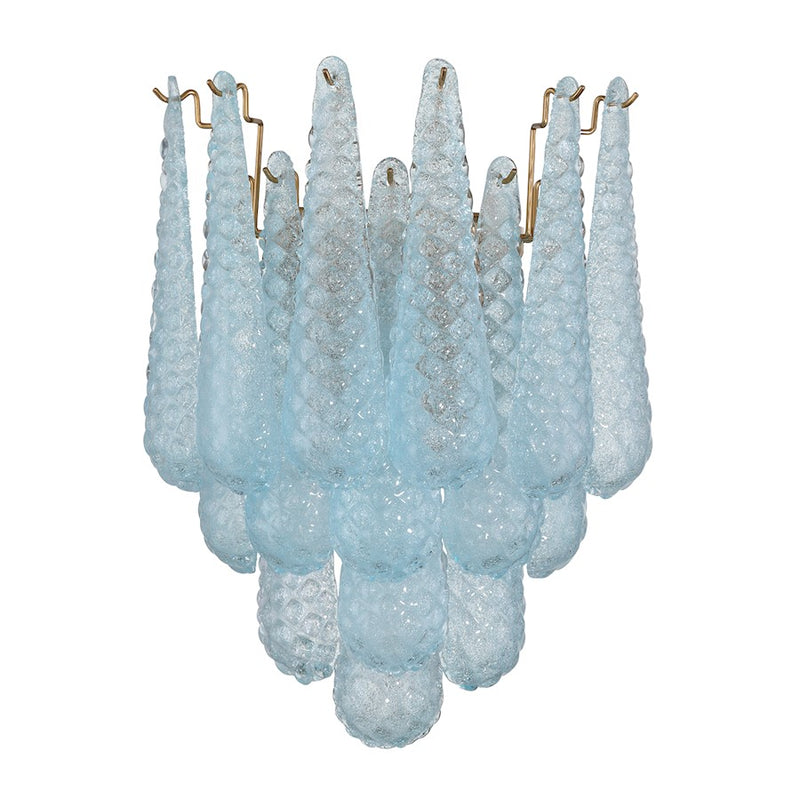 Crystorama Ollie 2 Light Sconce, Aged Brass/Sand Glass Blue