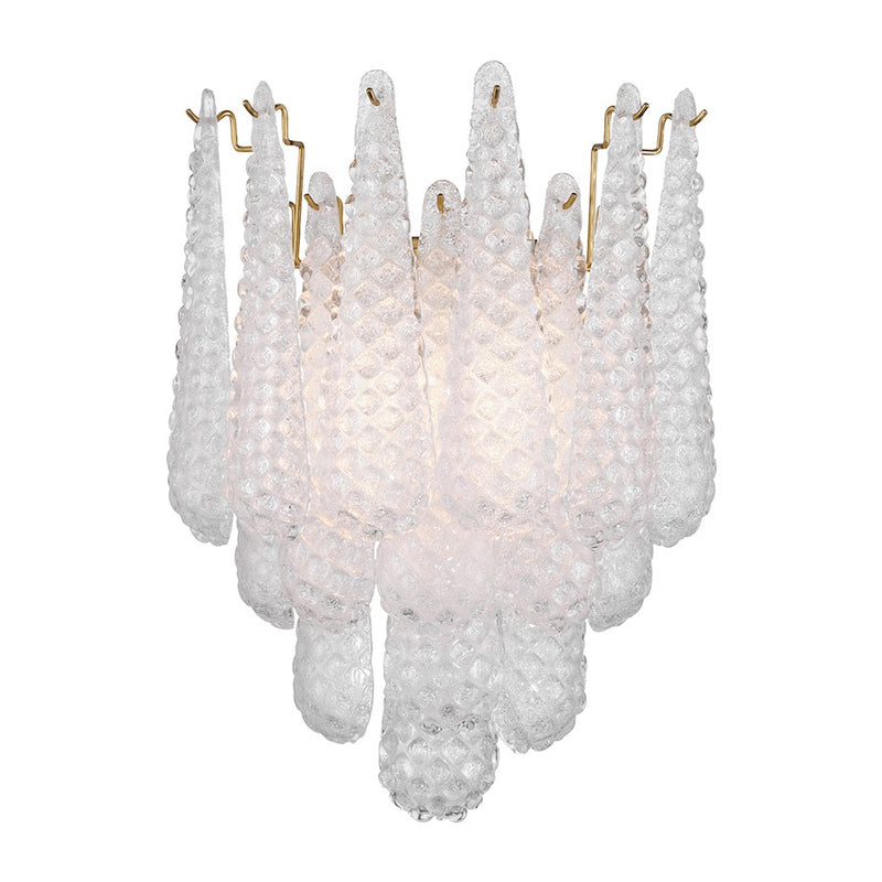 Crystorama Ollie 2 Light Sconce, Aged Brass/Sand Glass Clear