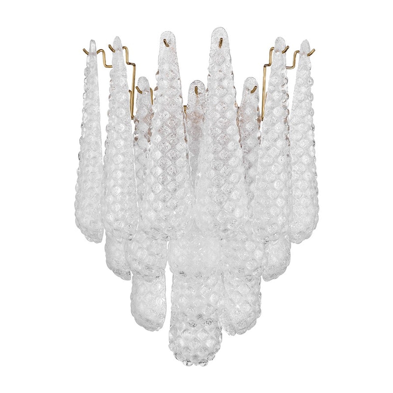 Crystorama Ollie 2 Light Sconce, Aged Brass/Sand Glass Clear