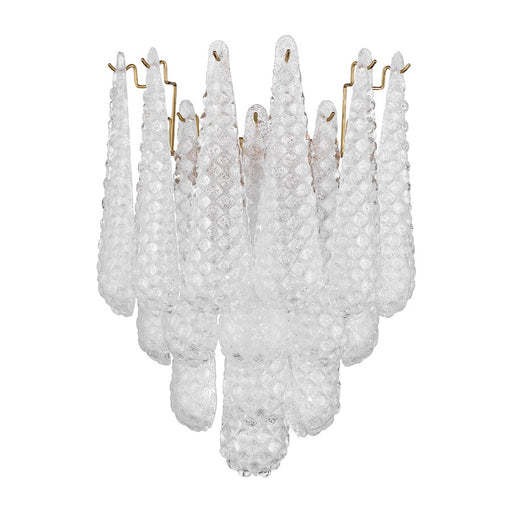 Crystorama Ollie 2 Light Sconce, Aged Brass/Sand Glass Clear