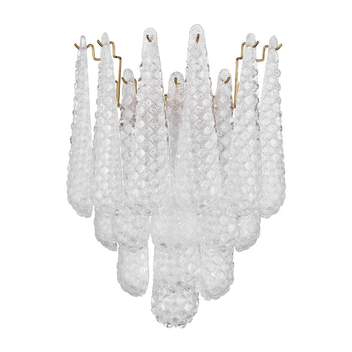 Crystorama Ollie 2 Light Sconce, Aged Brass/Sand Glass Clear