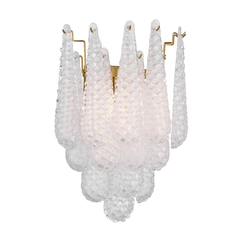 Crystorama Ollie 2 Light Sconce, Aged Brass/Sand Glass Clear