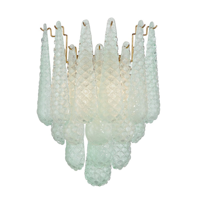 Crystorama Ollie 2 Light Sconce, Aged Brass/Sand Glass Green
