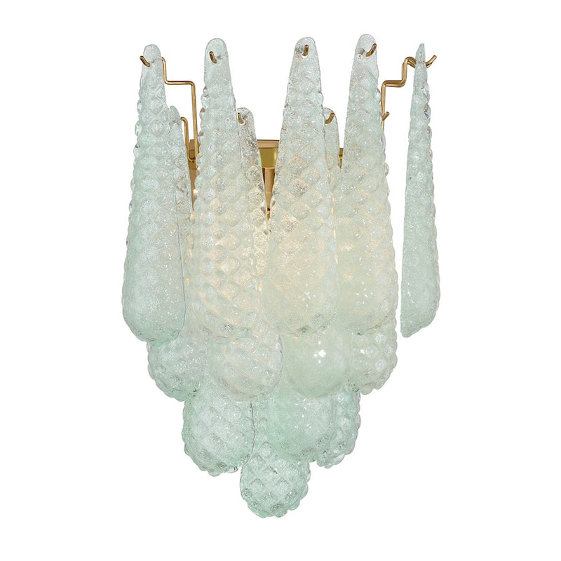 Crystorama Ollie 2 Light Sconce, Aged Brass/Sand Glass Green