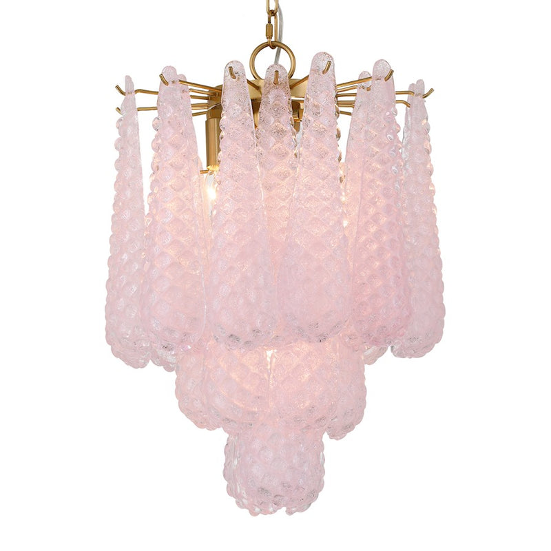 Crystorama Ollie 4 Light Pendant, Aged Brass/Sand Glass Blush