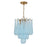 Crystorama Ollie 4 Light Pendant, Aged Brass/Sand Glass Blue