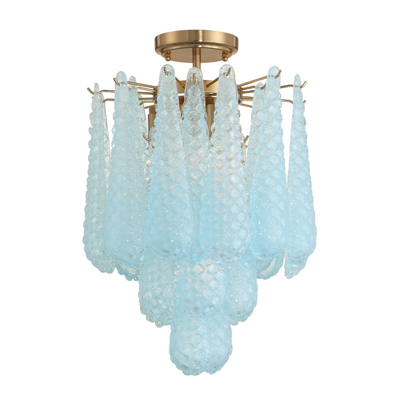 Crystorama Ollie 4Lt Semi Flush Mount, Brass/Sand Blue