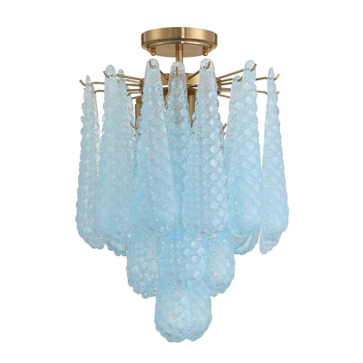 Crystorama Ollie 4Lt Semi Flush Mount, Brass/Sand Blue