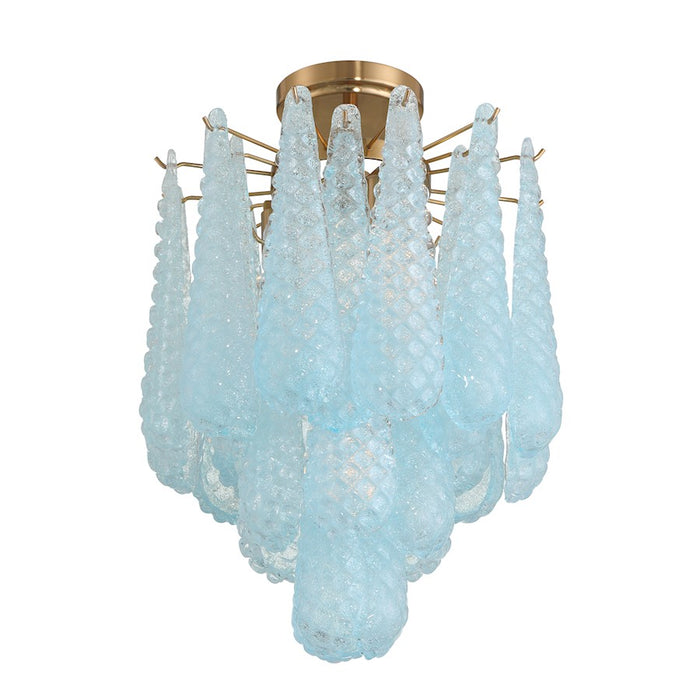 Crystorama Ollie 4Lt Semi Flush Mount, Brass/Sand Blue