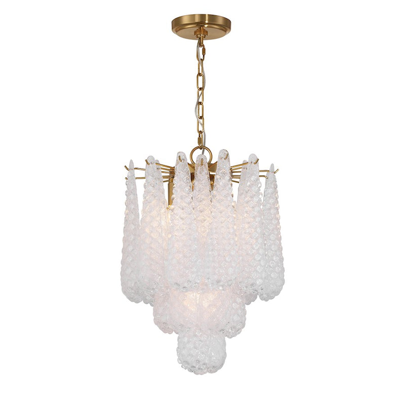 Crystorama Ollie 4 Light Pendant, Aged Brass/Sand Glass Clear