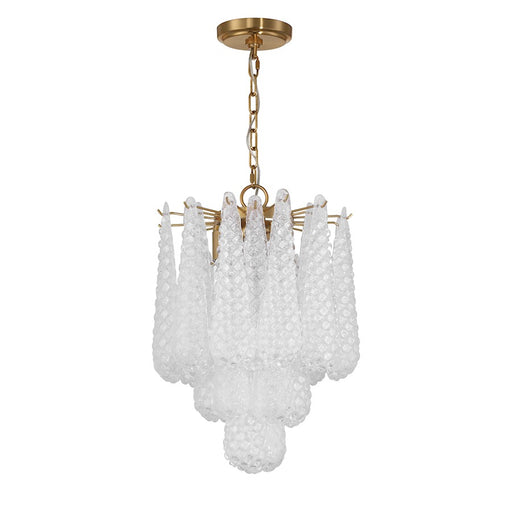 Crystorama Ollie 4 Light Pendant, Aged Brass/Sand Glass Clear