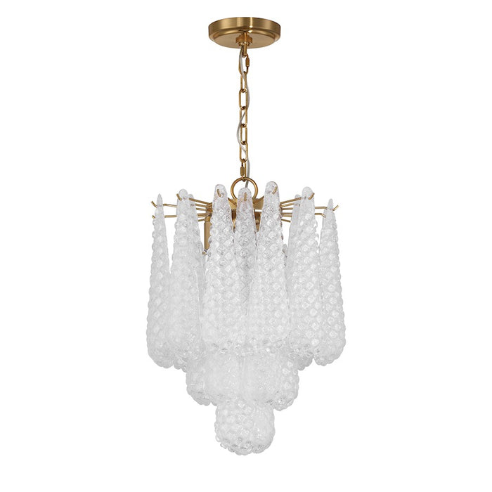 Crystorama Ollie 4 Light Pendant, Aged Brass/Sand Glass Clear