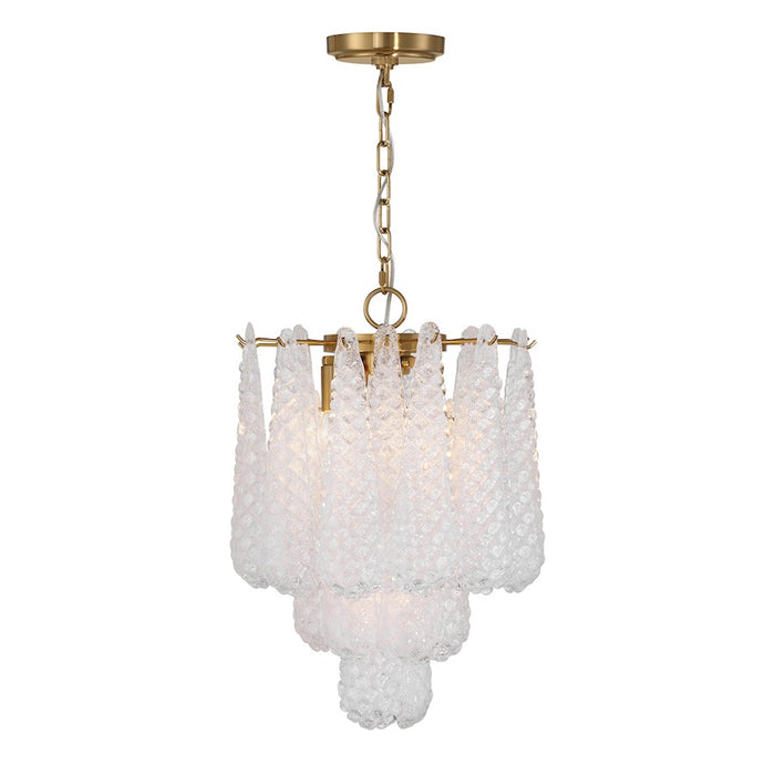 Crystorama Ollie 4 Light Pendant, Aged Brass/Sand Glass Clear