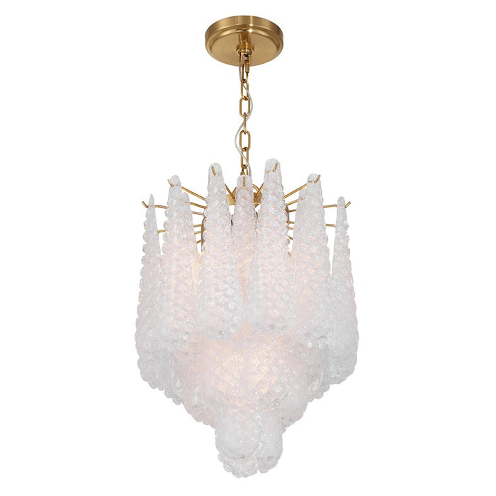 Crystorama Ollie 4 Light Pendant, Aged Brass/Sand Glass Clear