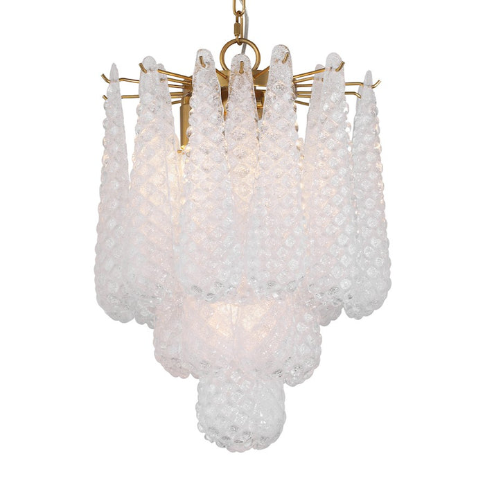 Crystorama Ollie 4 Light Pendant, Aged Brass/Sand Glass Clear