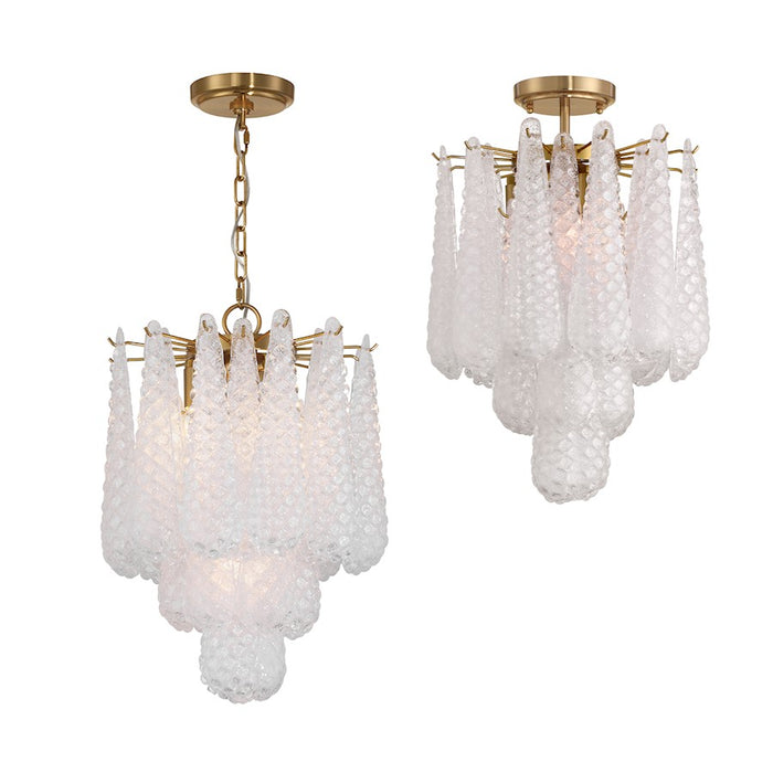 Crystorama Ollie 4 Light Pendant, Aged Brass/Sand Glass Clear
